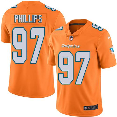 Nike Miami Dolphins #97 Jordan Phillips Orange Youth Stitched NFL Limited Rush Jersey->youth nfl jersey->Youth Jersey
